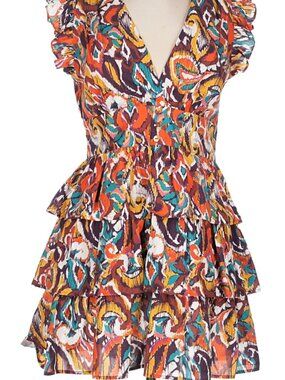 AQUA Ikat Printed Silo Mini DressSize Large